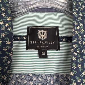 Steel & Jelly Button Up Mens Medium Navy Blue Good Floral Ditsy Print Cotton